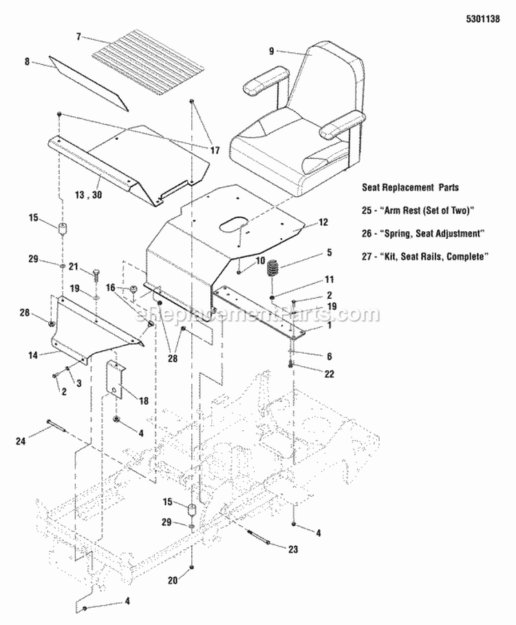 Seat  Kickplate Group - BS Professional Series Diagram and Parts List for 5900774  Simplicity Lawn Tractor