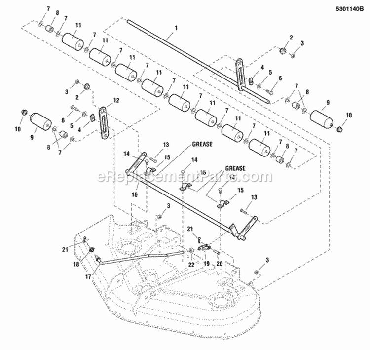 50 Mower Deck - Rear Roller  Linkage Diagram and Parts List for 2690451  Simplicity Lawn Tractor