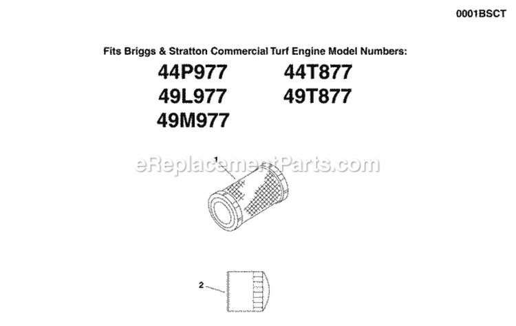 Engine Service Parts - Briggs  Stratton Commercial Turf (0001Bsct) Diagram and Parts List for 5901229  Simplicity Lawn Tractor