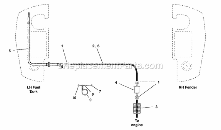 Fuel Supply Hose  Tank Replacement Parts Diagram and Parts List for 5901229  Simplicity Lawn Tractor