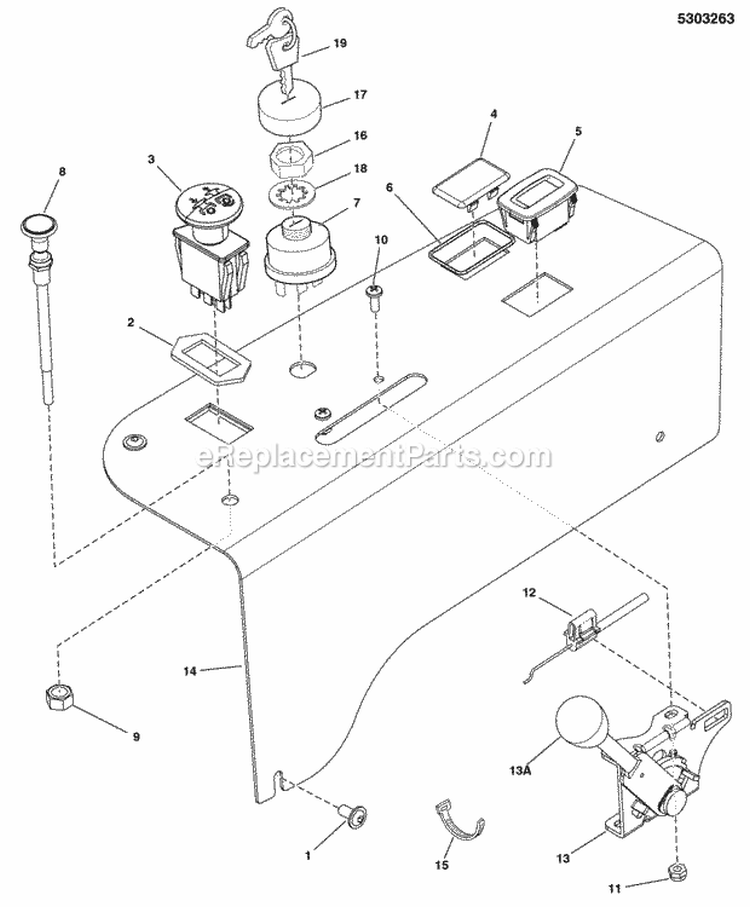 Instrument Control Panel Group (5303263) Diagram and Parts List for 5901229  Simplicity Lawn Tractor