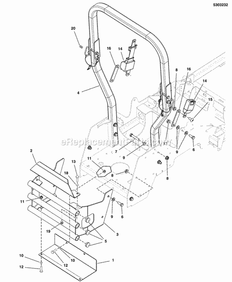 Rear Bumper  Rops Group (5303232) Diagram and Parts List for 5901229  Simplicity Lawn Tractor