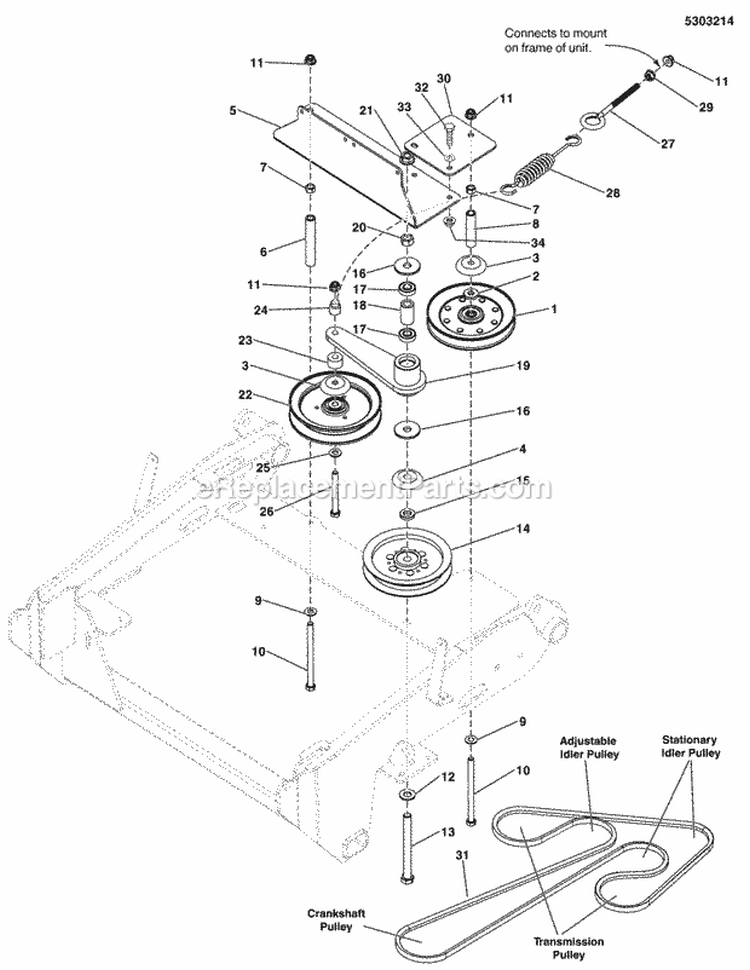 Transaxle Drive Group (5303214) Diagram and Parts List for 5901229  Simplicity Lawn Tractor