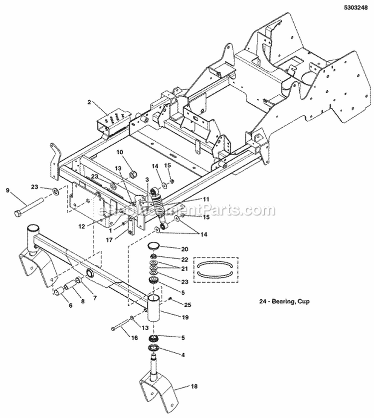 Main Frame  Front Suspension Group (5303248) Diagram and Parts List for 5901230  Simplicity Lawn Tractor