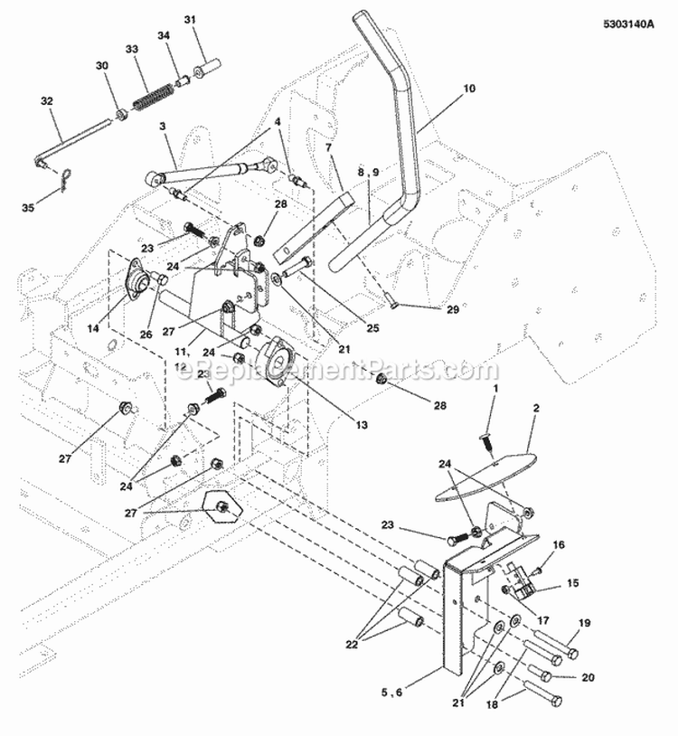 Motion Control Group - Handles  Dampeners (5303140A) Diagram and Parts List for 5901230  Simplicity Lawn Tractor