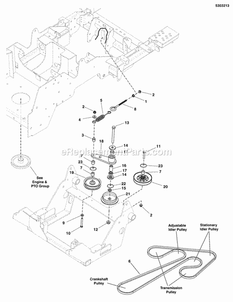 Transaxle Drive Group (5303213) Diagram and Parts List for 5901230  Simplicity Lawn Tractor