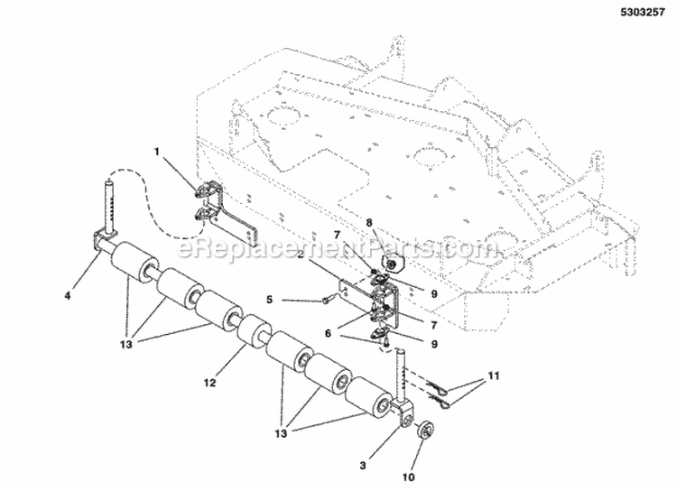 48 Mower Deck - Rear Roller Bar (5303257) Diagram and Parts List for 5901230  Simplicity Lawn Tractor