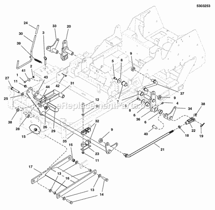 Deck Lift Group (5303253) Diagram and Parts List for 5901230  Simplicity Lawn Tractor