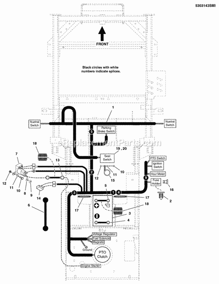 Electrical Group (5303143Smi) Diagram and Parts List for 5901230  Simplicity Lawn Tractor
