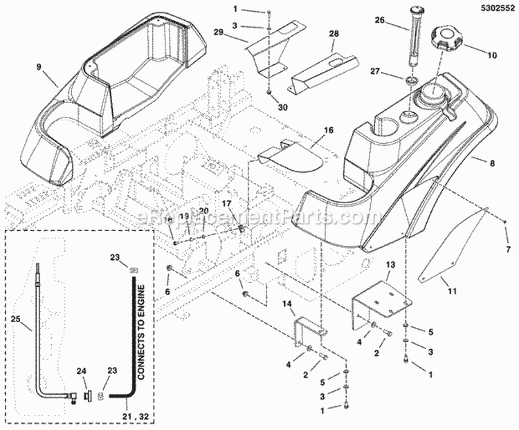 Fuel Tank  Mount Group Diagram and Parts List for 5900597  Simplicity Lawn Tractor