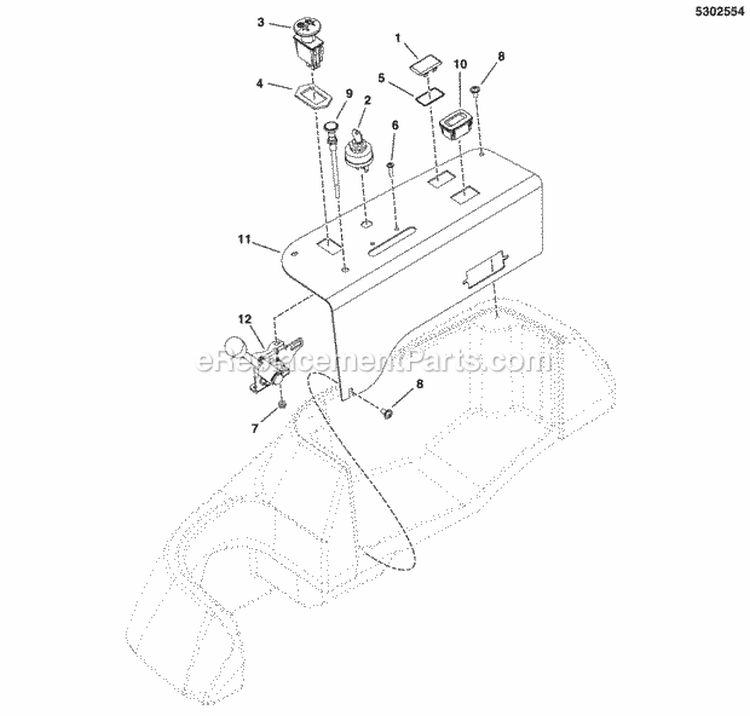 Instrument Control Panel Group Diagram and Parts List for 5900597  Simplicity Lawn Tractor