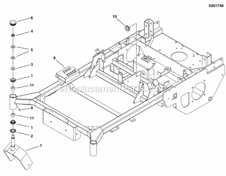 Main Frame Group Diagram and Parts List for 5900597  Simplicity Lawn Tractor