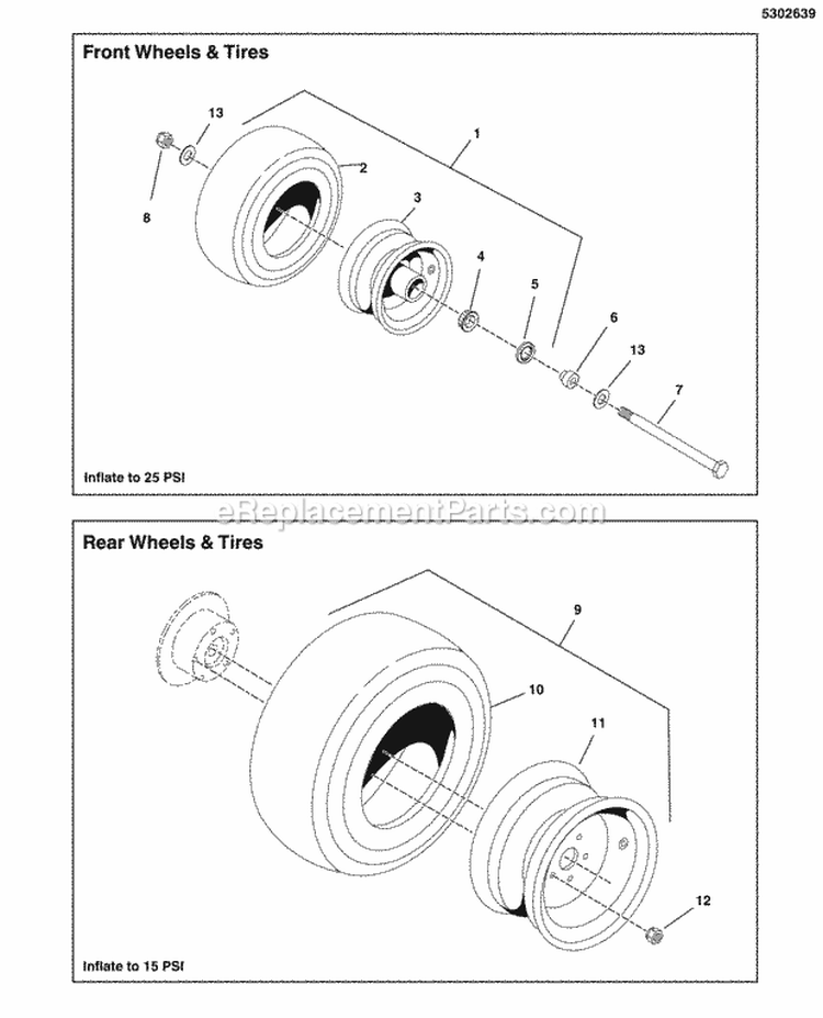 Wheel  Tire Group Diagram and Parts List for 5900597  Simplicity Lawn Tractor