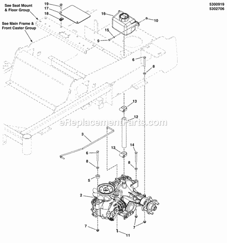 Hydraulic Group (5300919) Diagram and Parts List for 5900529  Simplicity Lawn Tractor