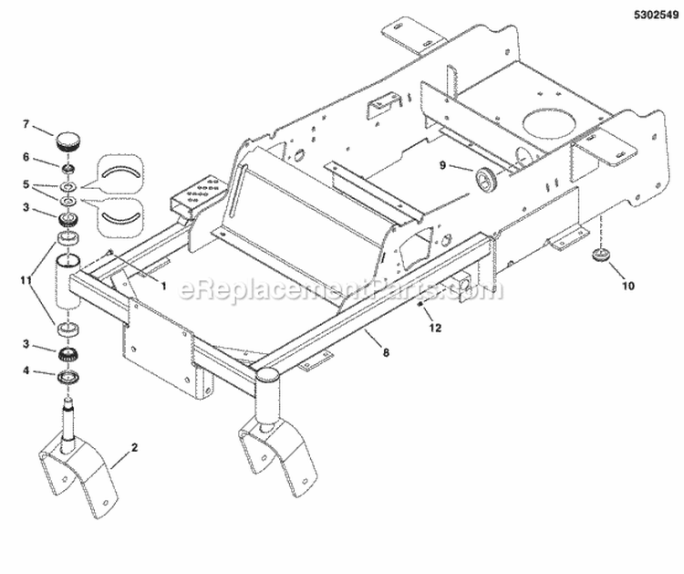 Main Frame  Front Caster Group (5302549) Diagram and Parts List for 5900529  Simplicity Lawn Tractor