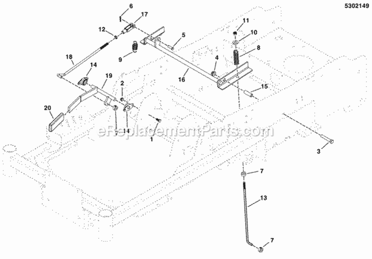 Parking Brake Group (5302149) Diagram and Parts List for 5900529  Simplicity Lawn Tractor