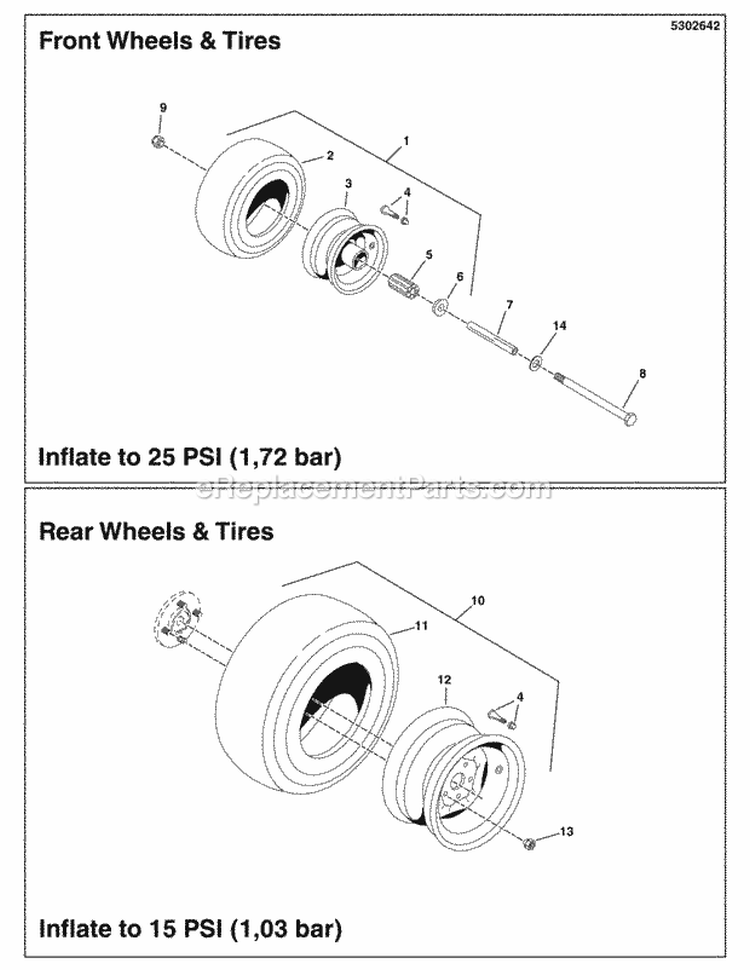 Wheel  Tire Group (5302642) Diagram and Parts List for 5900529  Simplicity Lawn Tractor