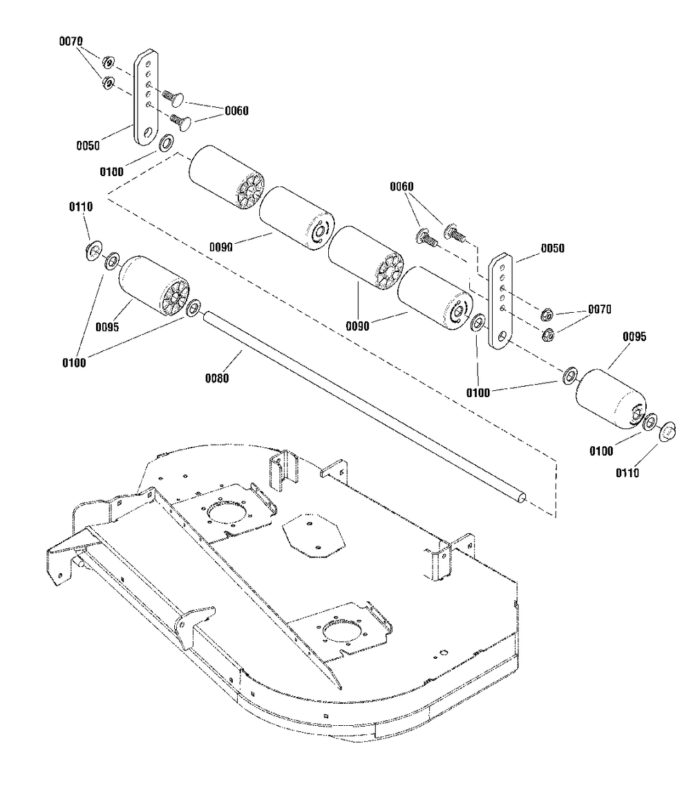 42-Inch (107cm) Mower Deck - Roller Group Diagram and Parts List for 2691658-00  Simplicity Lawn Tractor