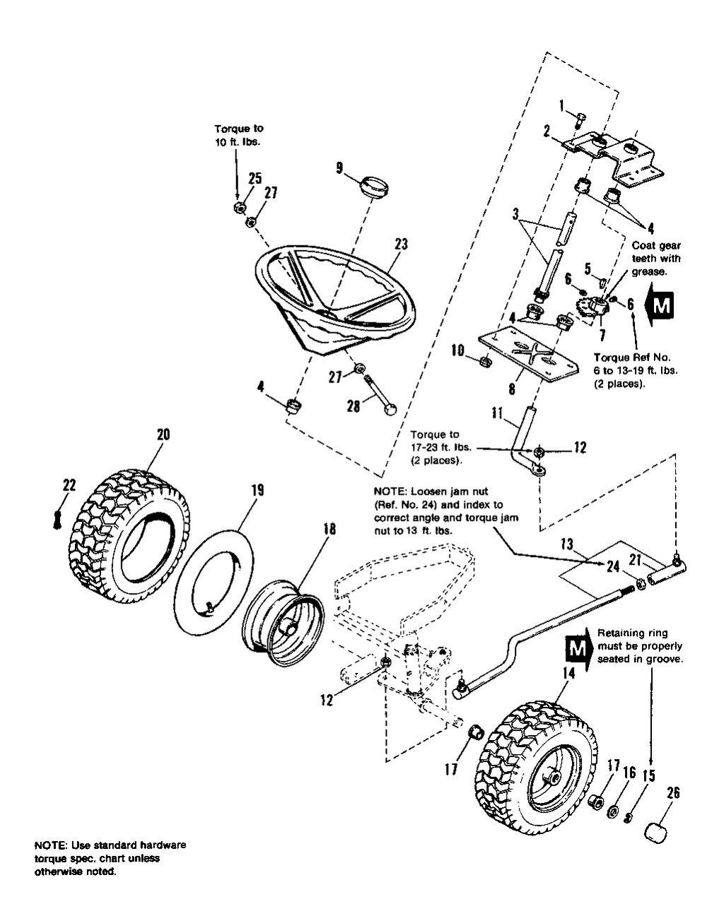 Steering And Front Wheel Group Diagram and Parts List for 5211 1691095 Simplicity Lawn Tractor