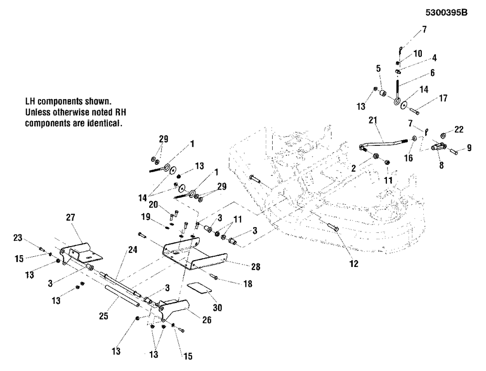44-Inch, 50-Inch And 52-Inch Mower Deck - Deck Hangers And Puller Bars Diagram and Parts List for 2650 5900705 Simplicity Lawn Tractor
