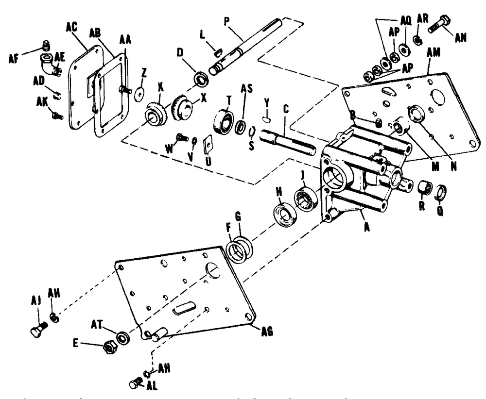 Bevel Gear Housing Diagram and Parts List for 3310V 990653 Simplicity Lawn Tractor