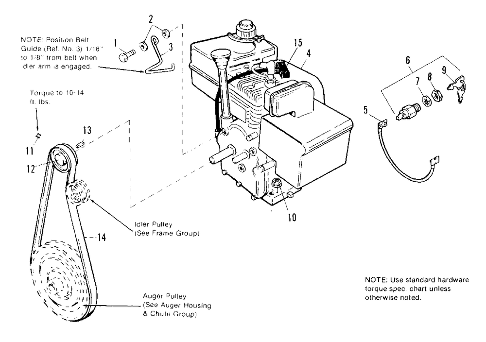 Engine Group Diagram and Parts List for 450M 1691416 Simplicity Snow Blower