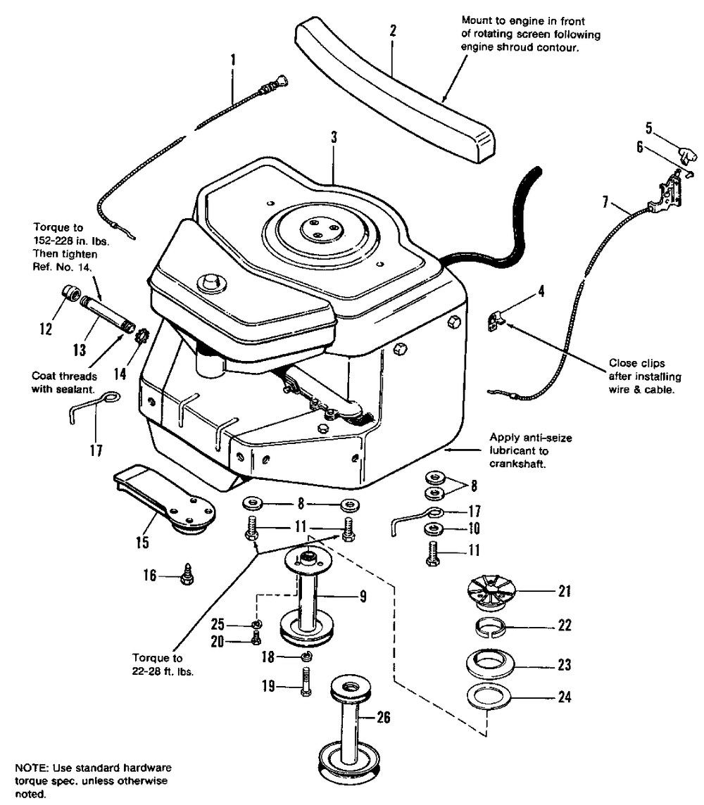 Engine Group - 6216 And 6218 Diagram and Parts List for 6216 1690702 Simplicity Lawn Tractor