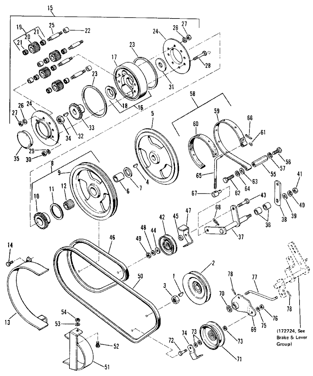 Pulley And Control Group Diagram and Parts List for 3410S 990756 Simplicity Lawn Tractor