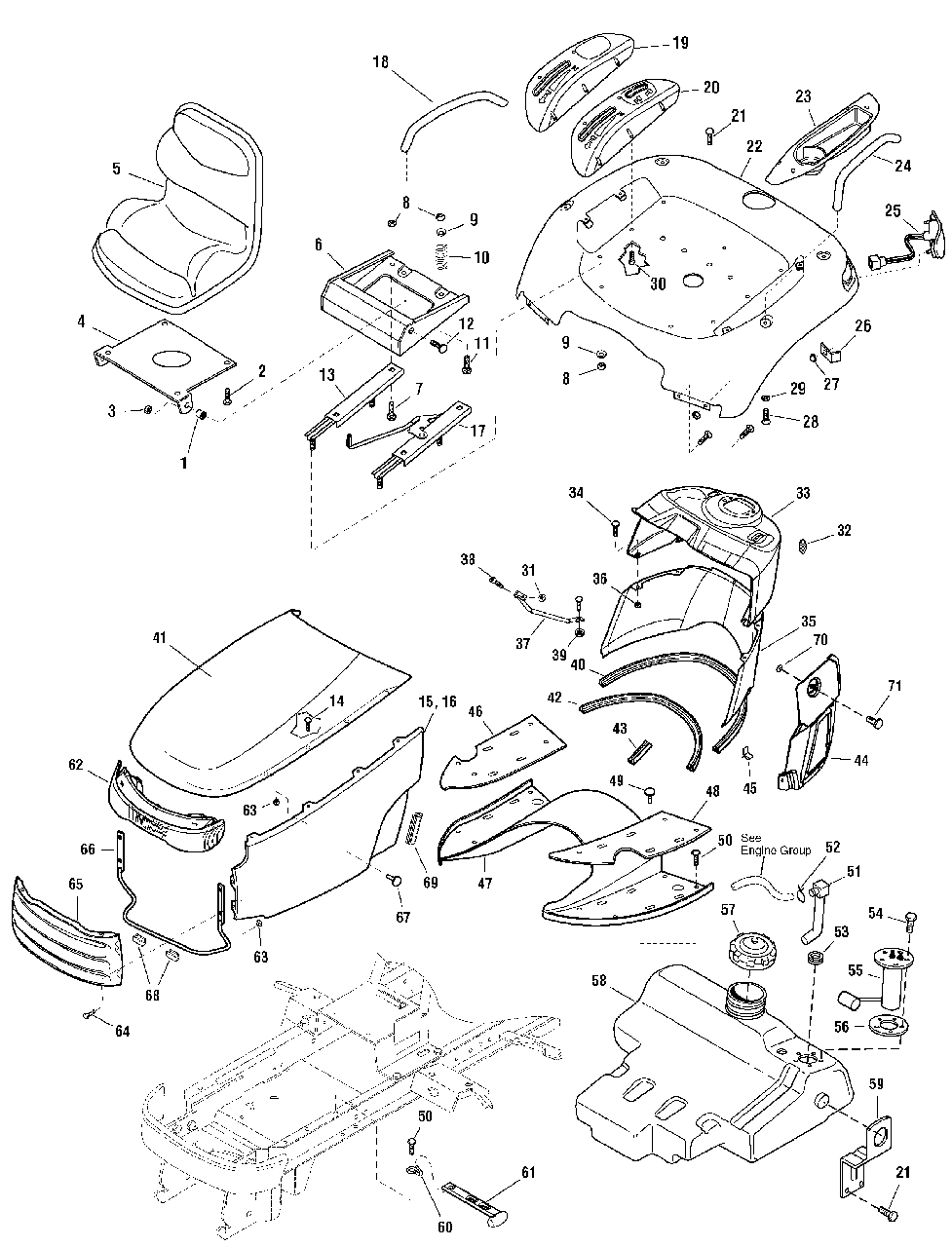 Body Group - Evap Compliant Diagram and Parts List for 2690956-00  Simplicity Lawn Tractor