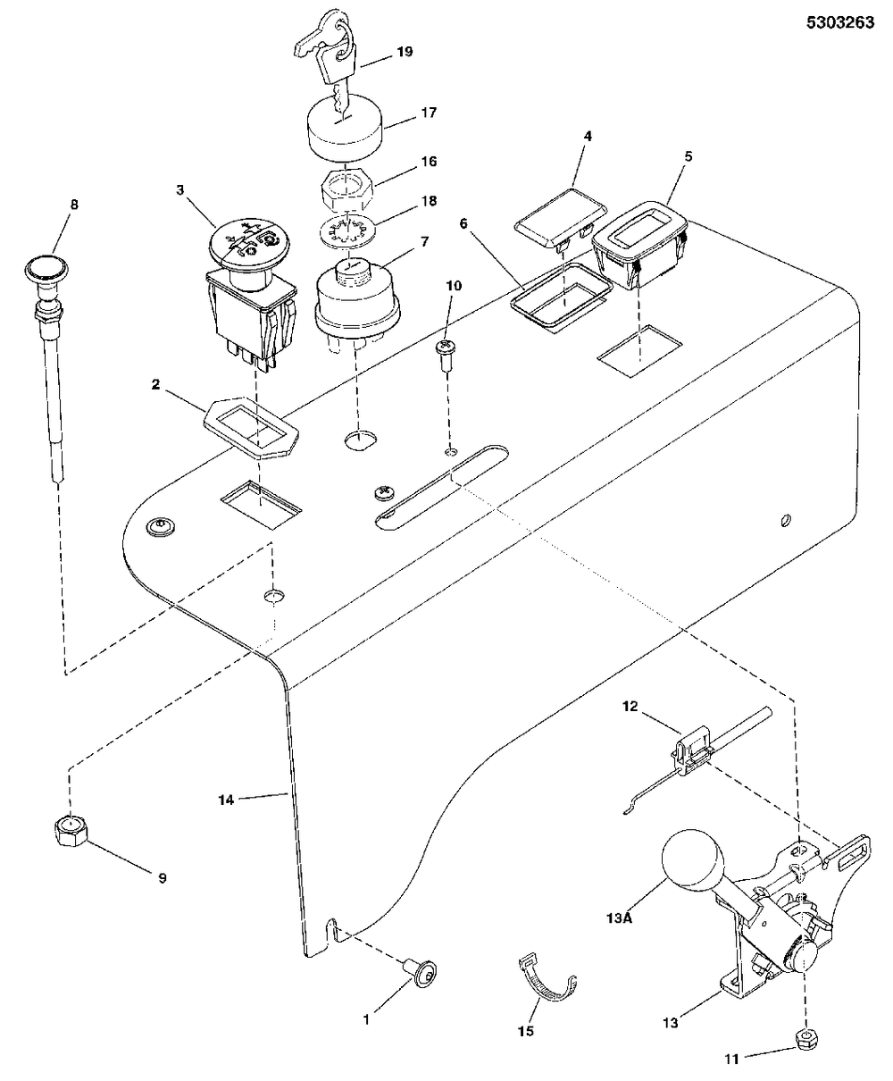 Instrument Control Panel Group (5303263) Diagram and Parts List for 5901744  Simplicity Lawn Tractor