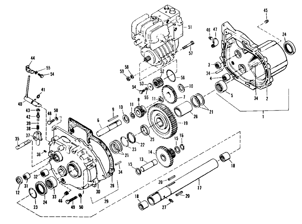 Transmission Group Diagram and Parts List for 3410H 990757 Simplicity Lawn Tractor