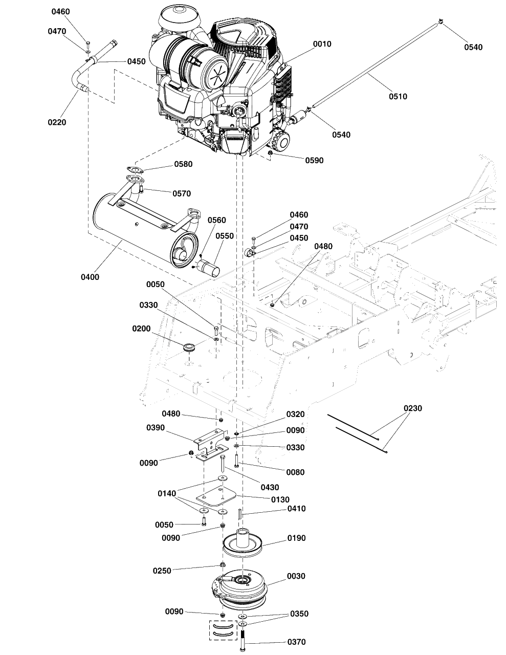 Engine And Pto Group - Briggs And Stratton 49r977 Diagram and Parts List for 5901998  Simplicity Lawn Tractor