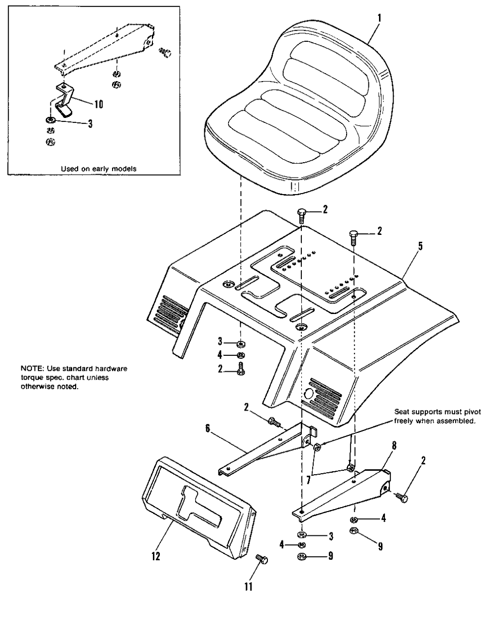 Seat And Deck Group Diagram and Parts List for 4211 1690612 Simplicity Lawn Tractor