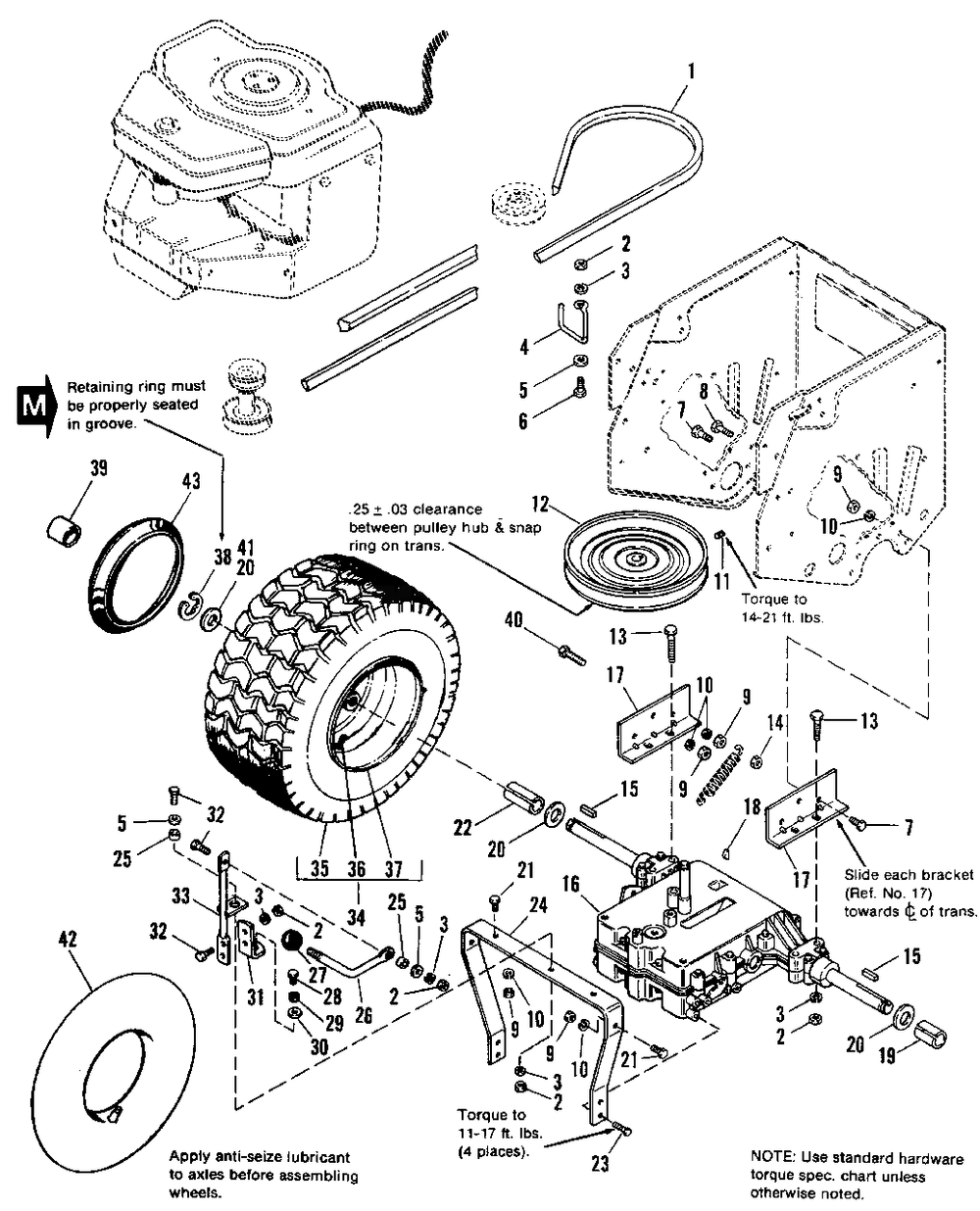 Rear Tires And Drive Group Diagram and Parts List for 5116 1690684 Simplicity Lawn Tractor