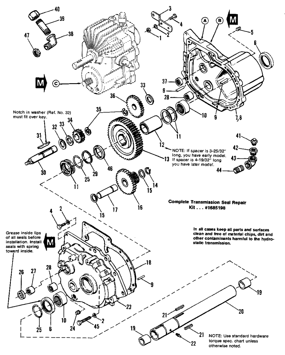 Transmission Group Diagram and Parts List for 7116H 1690578 Simplicity Lawn Tractor