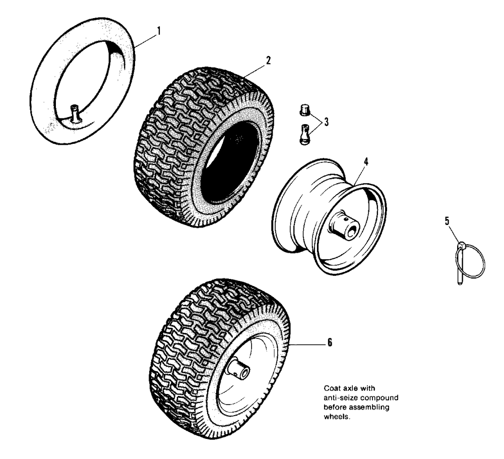 Tire And Wheel Group Diagram and Parts List for 1080M 1691371 Simplicity Snow Blower