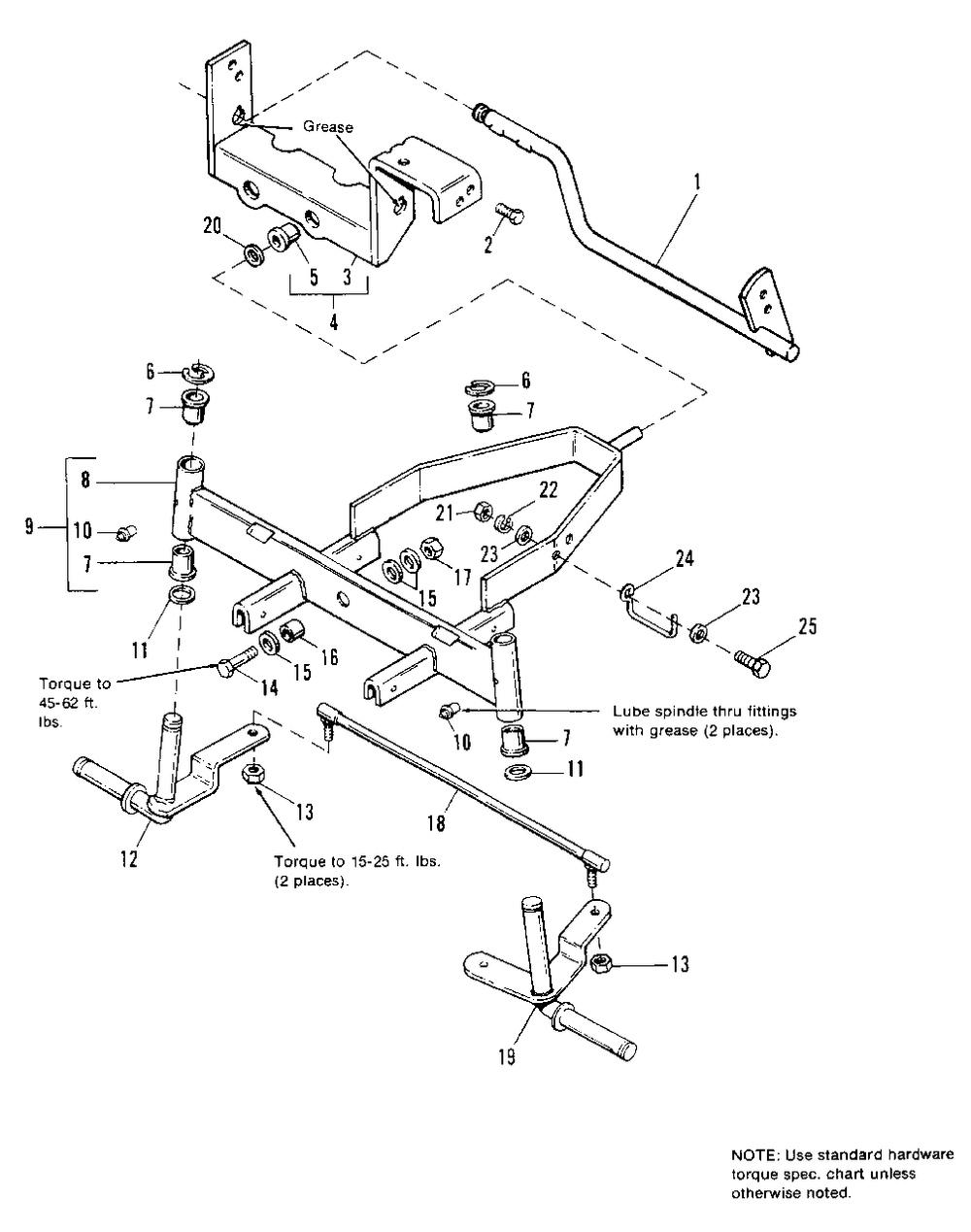Front Axle Group - Early Models Diagram and Parts List for 4212H 1691270 Simplicity Lawn Tractor