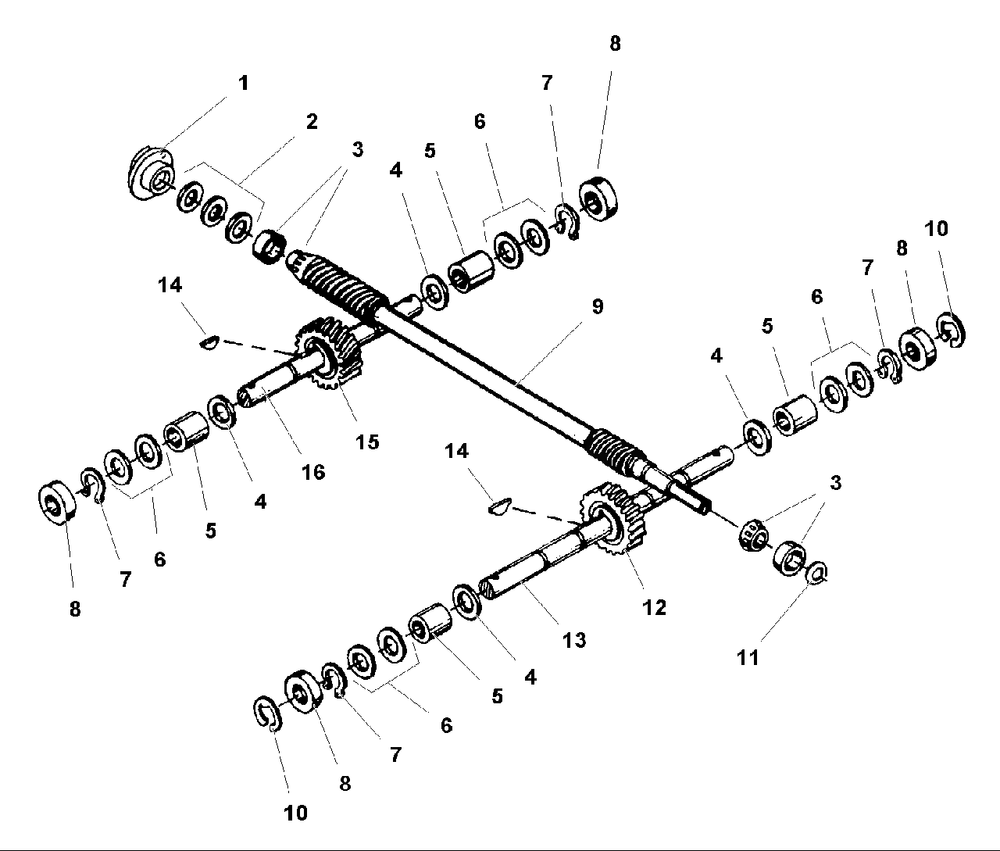 Wheel And Tiller Shaft Group Diagram and Parts List for 514RT 1693705 Simplicity Tiller
