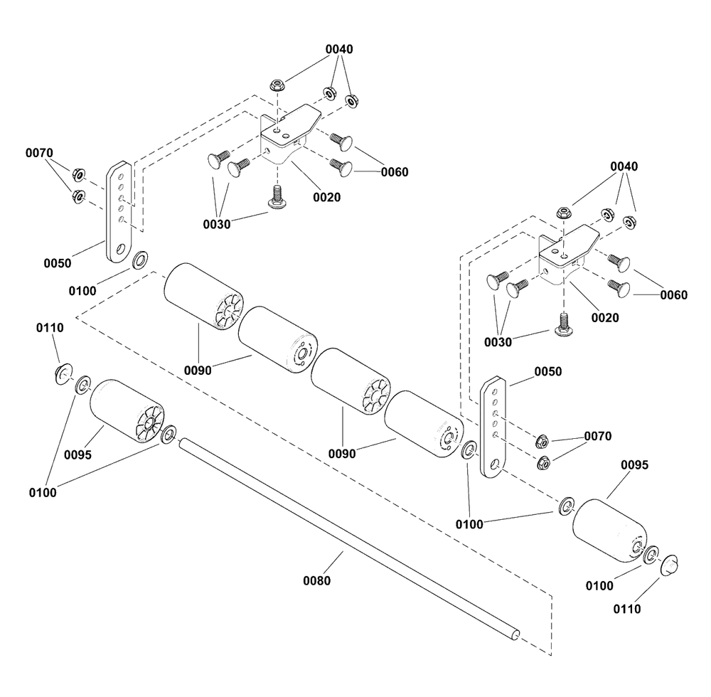 48-Inch Mower Deck - Roller Group Diagram and Parts List for 2691952-01  Simplicity Lawn Tractor
