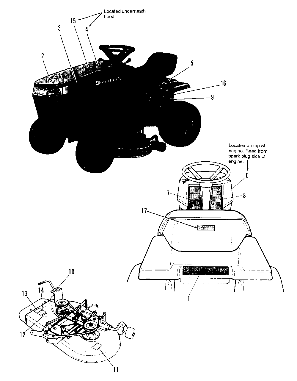 Decal Group - Simplicity Models Diagram and Parts List for 4212H 1691932 Simplicity Lawn Tractor
