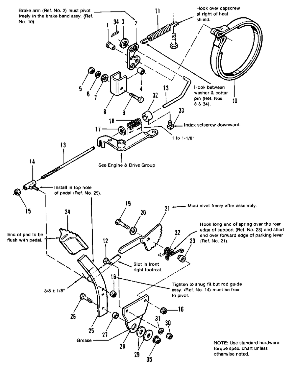 Brake And Clutch Group Diagram and Parts List for 3110E 1691109 Simplicity Lawn Tractor