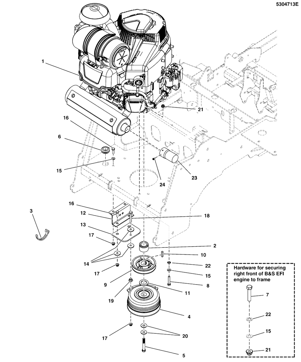 Engine And Pto Group - Briggs And Stratton Efi (Remote Oil Tank) Diagram and Parts List for 5901748  Simplicity Lawn Tractor