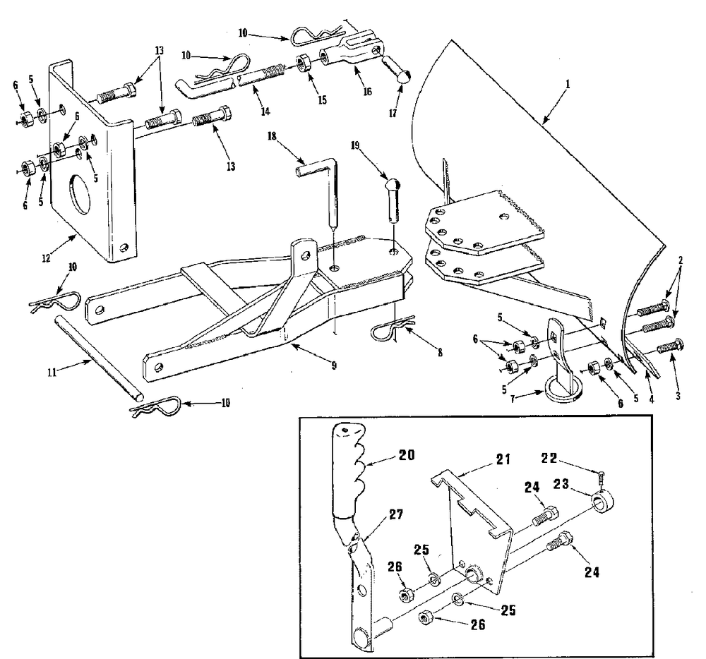 Front Blade Group - 36-Inch And Lift Lever (3849i01) Diagram and Parts List for 1600162  Simplicity Lawn Tractor Accessories