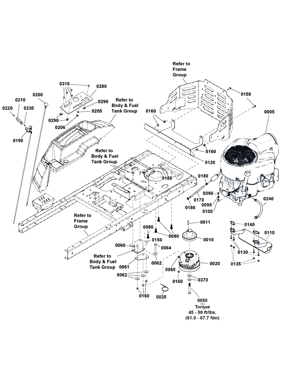 Engine Group Diagram and Parts List for 2691815-02  Simplicity Lawn Tractor