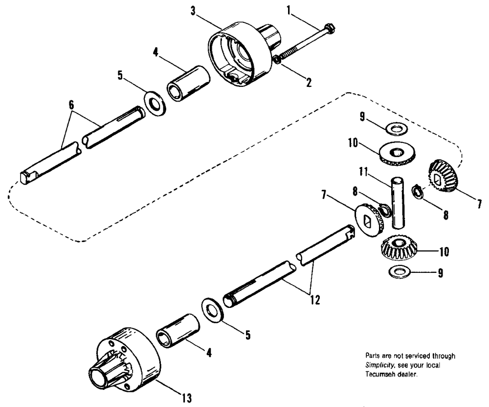 Peerless Differential Model 100-009 Diagram and Parts List for 3110 1690566 Simplicity Lawn Tractor