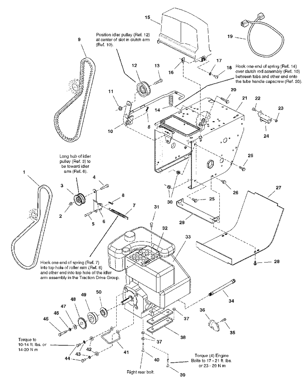 Engine And Frame Group Diagram and Parts List for 9560E 1694867 Simplicity Snow Blower