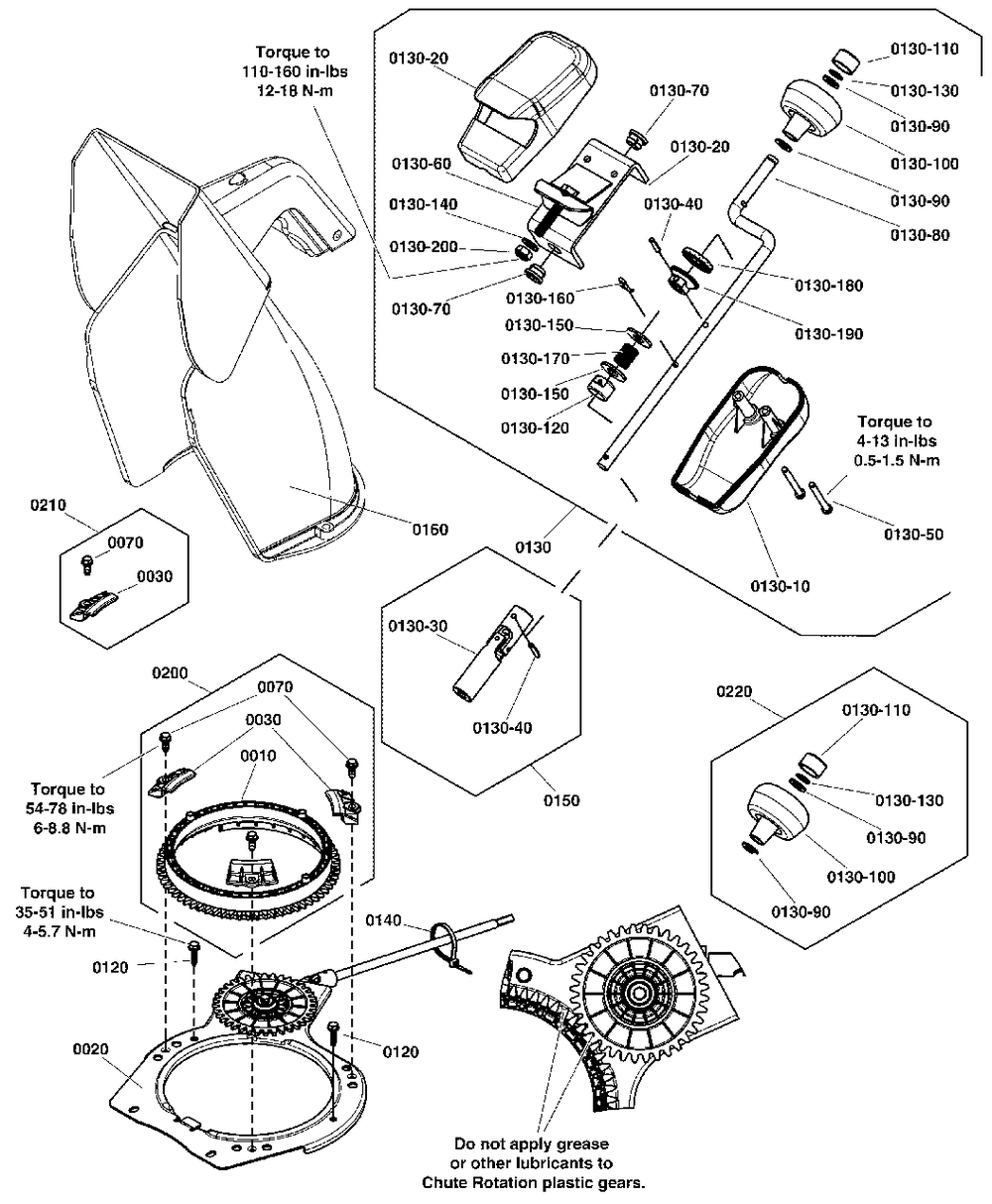 Chute Rotation Group Diagram and Parts List for 1022ER 1696846-00 Simplicity Snow Blower