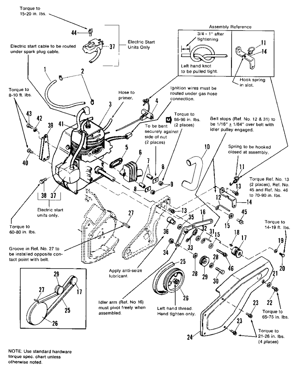 Engine And Drive Group (Later Models) Diagram and Parts List for 220 1690391 Simplicity Snow Blower