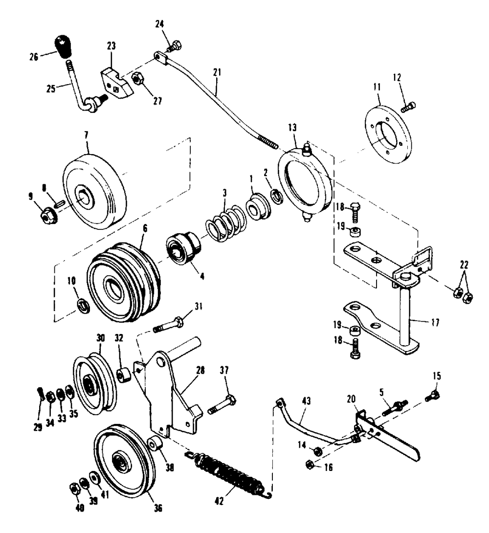 Power Take-Off Diagram and Parts List for 3410H 990757 Simplicity Lawn Tractor