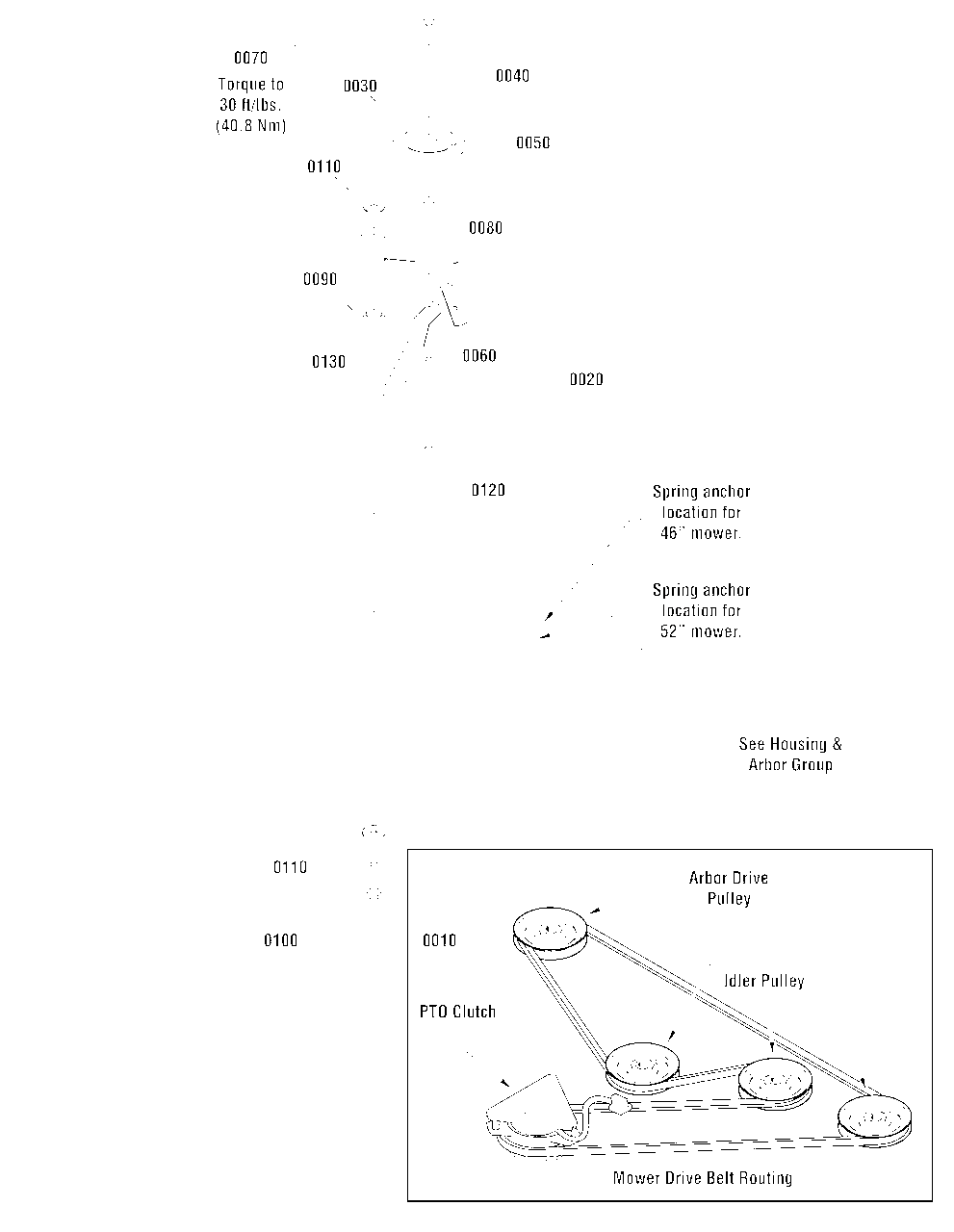 46-Inch Mower Deck - Clutch Group Diagram and Parts List for 1695603  Simplicity Lawn Tractor Accessories